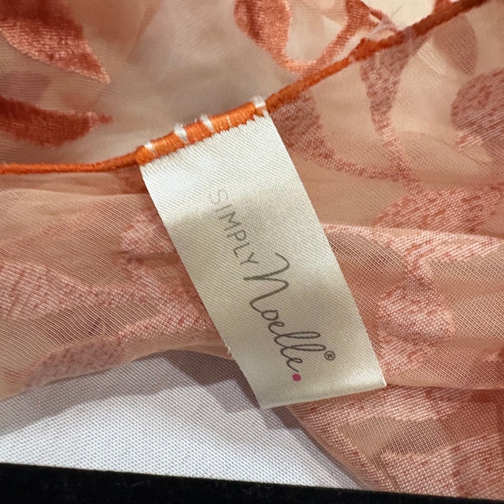 Simply Noelle Burn Out Velvet Orange Brown Kimono OS - Picture 4 of 5